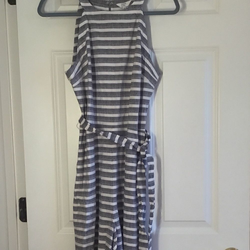 NWT Crown&Ivy Navy & White Striped Jumpsuit Sz 12